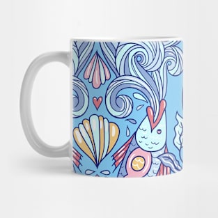 Blue Fish/ Sea Life Pattern Mug